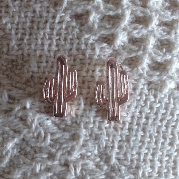 NEW ROSE GOLD CACTUS EARRINGS - Picture 2 of 5